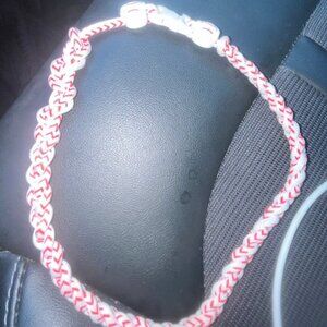 Baseball Stitch Braided Sports Necklace – Red & White
